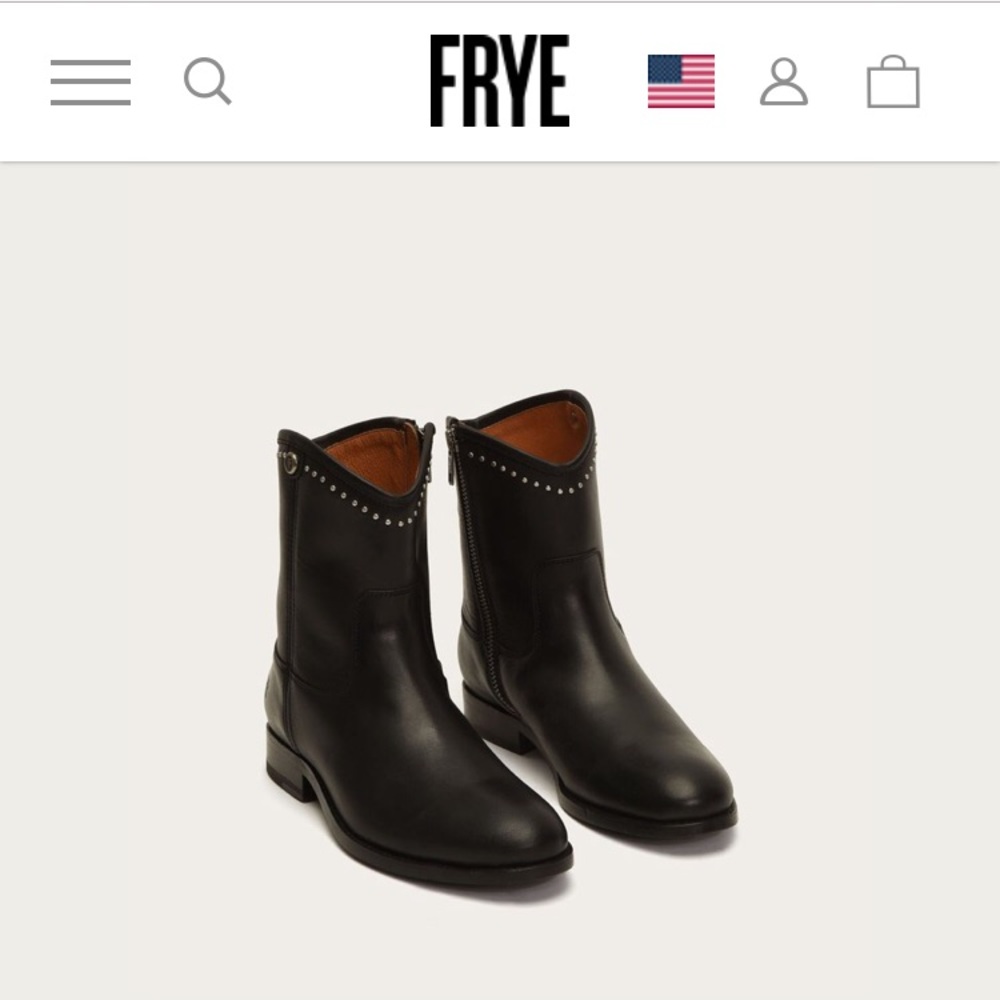 Frye - Melissa Stud Short Boot - Black - Size 8